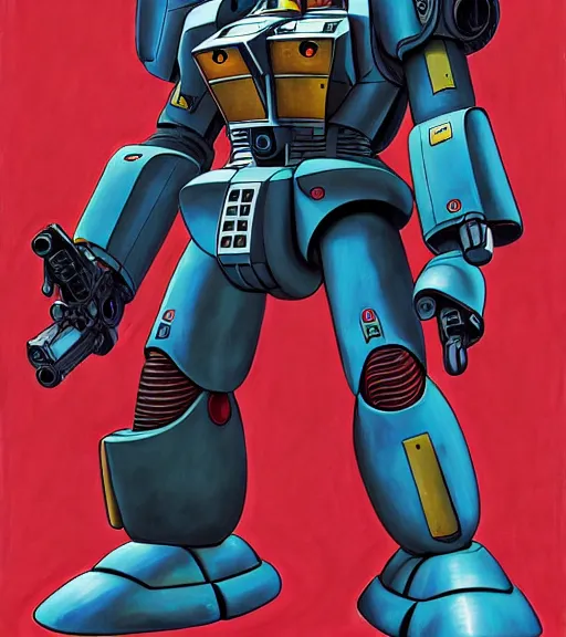 Image similar to scifi painting of zaku custom mobile suit by dariusz zawadzki, kenneth blom, mental alchemy, james jean, pablo amaringo, naudline pierre, contemporary art