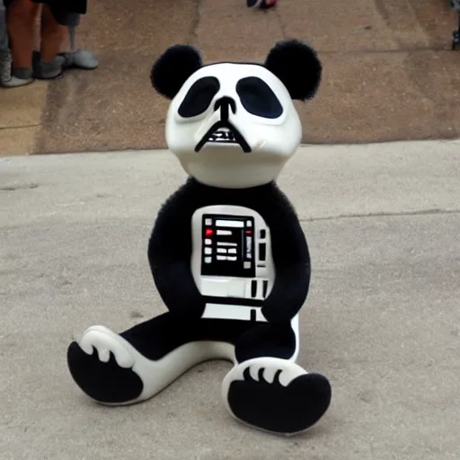 Image similar to panda with a darth vader face