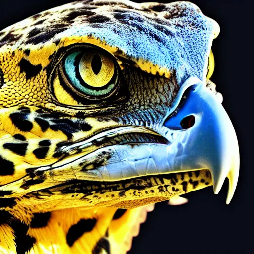 Image similar to profile of an eagle leopard gecko hybrid bold natural colors masterpiece trending on artstation photograph