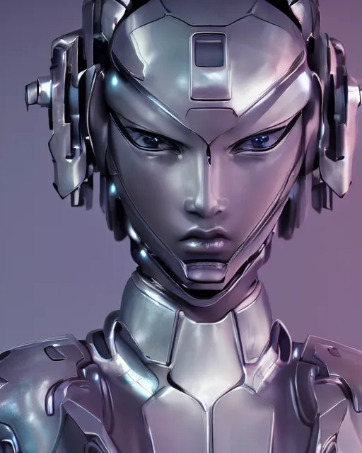 Prompt: the face of a cybernetic fashion model mecha, scifi, ghost in the shell, sensual scifi panels made of metal, elegant, highly detailed panel cuts, greeble detail, caustics and refraction, digital painting, artstation, high tech fantasy, sharp focus, illustration, art by marco plouffe arstation and riot studios and blizzard studios