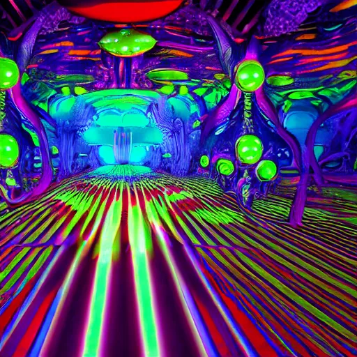 Prompt: a psychedelic 3 d octane render of a dmt trip, hyperrealistic, dramatic lighting, 8 k, unreal engine