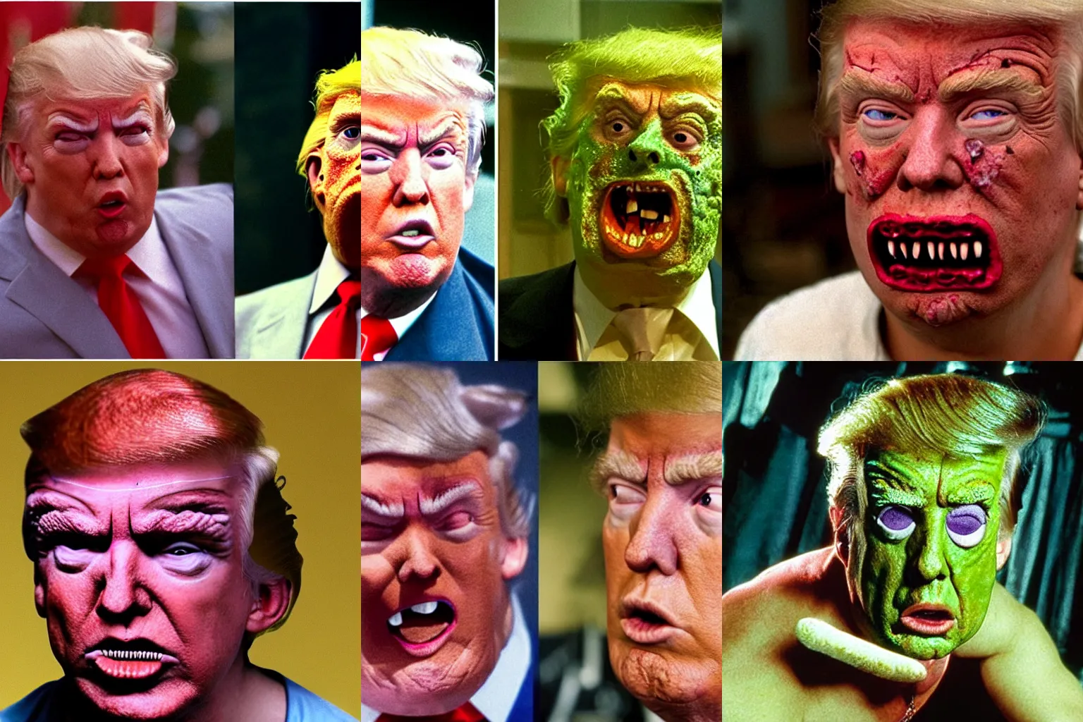 Prompt: donald trump as a disfigured character from the toxic avenger, oozing pustules, david cronenberg