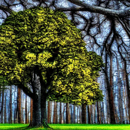 Prompt: hyper realistic photograph of tree made our of circuit boards. hdr