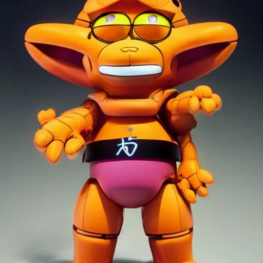 Image similar to Garfield as EVA-01, Neon Genesis Evangelion, biological garfield mech, anime