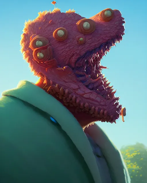 Image similar to highly detailed vfx portrait of a character of a tennis ball monster stephen bliss, unrealengine, greg rutkowski, loish, rhads, beeple, makoto shinkai and lois van baarle, ilya kuvshinov, rossdraws, tom bagshaw,