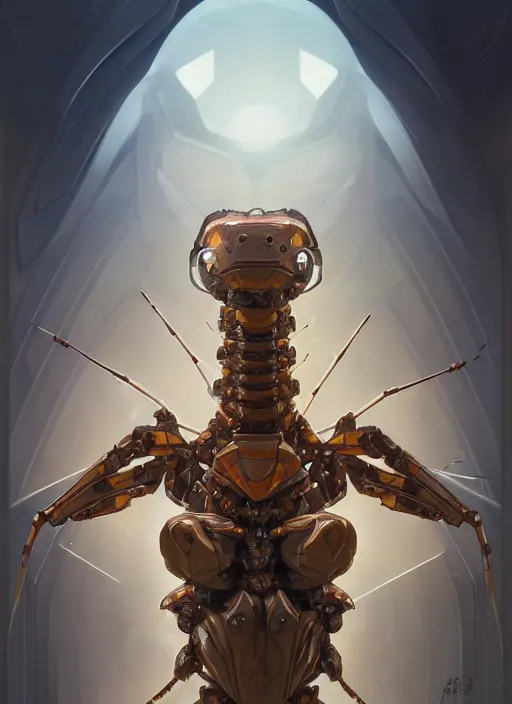 Image similar to portrait of anthropomorphic mecha - camel spider caddisfly - mathematician, intricate, elegant, highly detailed animal monster, digital painting, artstation, concept art, smooth, sharp focus, illustration, art by artgerm and greg rutkowski and alphonse mucha, 8 k