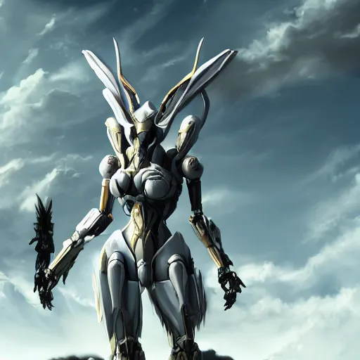 Image similar to epic cinematic shot of a hot anthropomorphic robot mecha female dragon the size of a goddess, taller than the planet, clouds at her ankles, walking on the planet, detailed warframe fanart