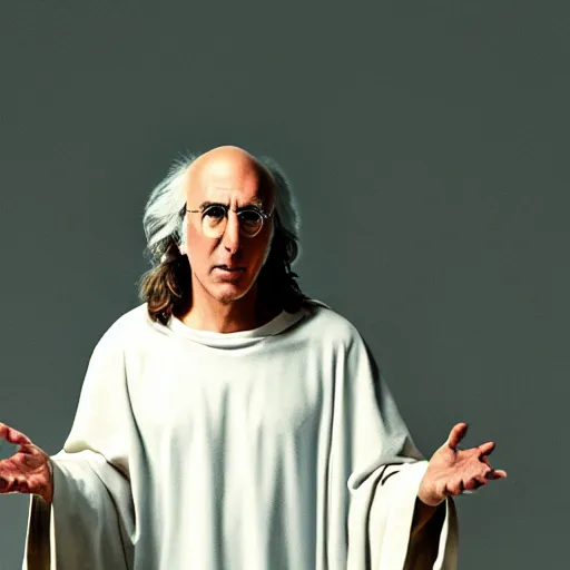 Prompt: Larry David as Jesus Christ, photo, 8k