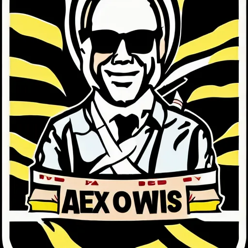 Image similar to alex jones on a beach, digital art, iconic icon, 2 d vector logo, cartoon, t - shirt design