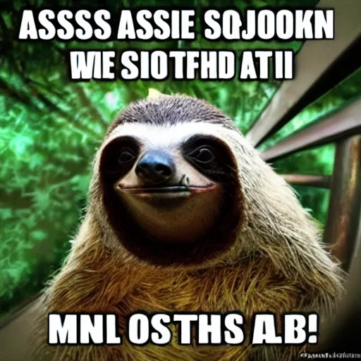 Prompt: assassin sloth smoking marijuana