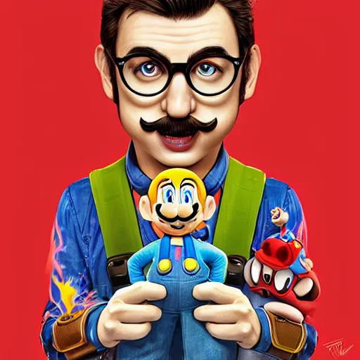 Prompt: super mario portrait, Pixar style, by Tristan Eaton Stanley Artgerm and Tom Bagshaw.