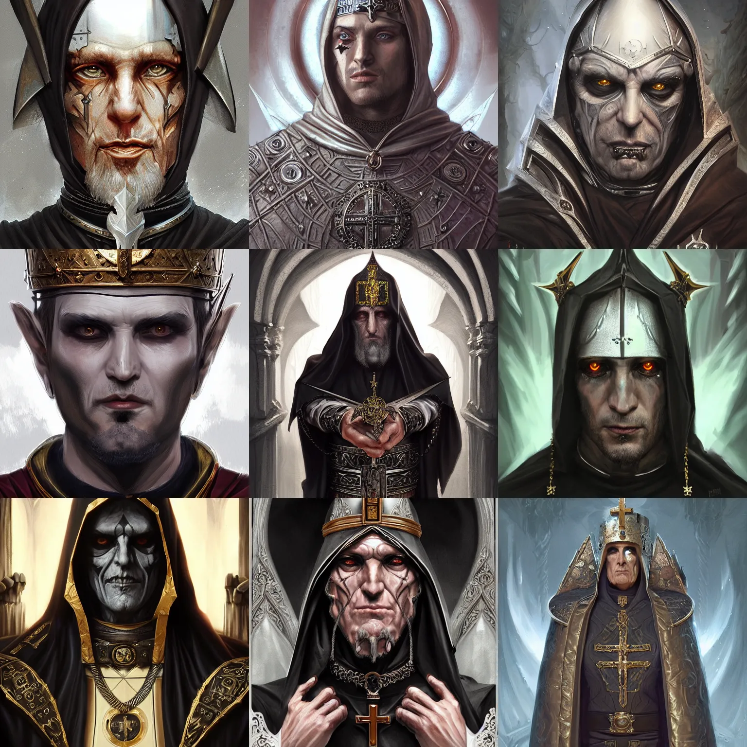 Prompt: gothic byzantine pope, cyborg, dark fantasy, portrait, highly detailed, digital painting, trending on artstation, concept art, sharp focus, illustration, art by artgerm and greg rutkowski and magali villeneuve