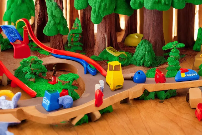 Image similar to fisher price redwood forest, california scene from tv show hyper detailed 5 5 mm 8 5 mm