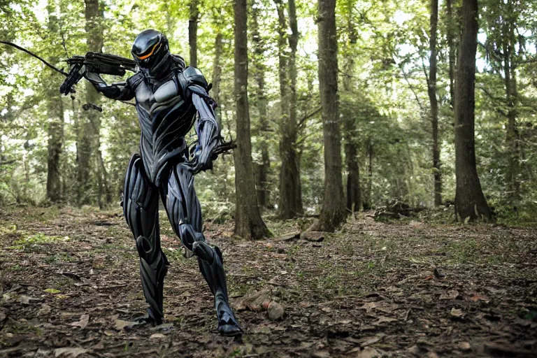 Image similar to Crysis Nanosuit soldier in battle 2022, Canon EOS R3, f/1.4, ISO 200, 1/160s, 8K, RAW, unedited, symmetrical balance, in-frame, combat photography