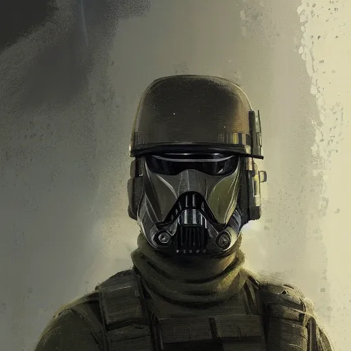 Image similar to portrait of a man by greg rutkowski, a soldier of the galactic alliance, wearing a olive gren and black tactical gear, star wars expanded universe, highly detailed portrait, digital painting, artstation, concept art, smooth, sharp foccus ilustration, artstation hq