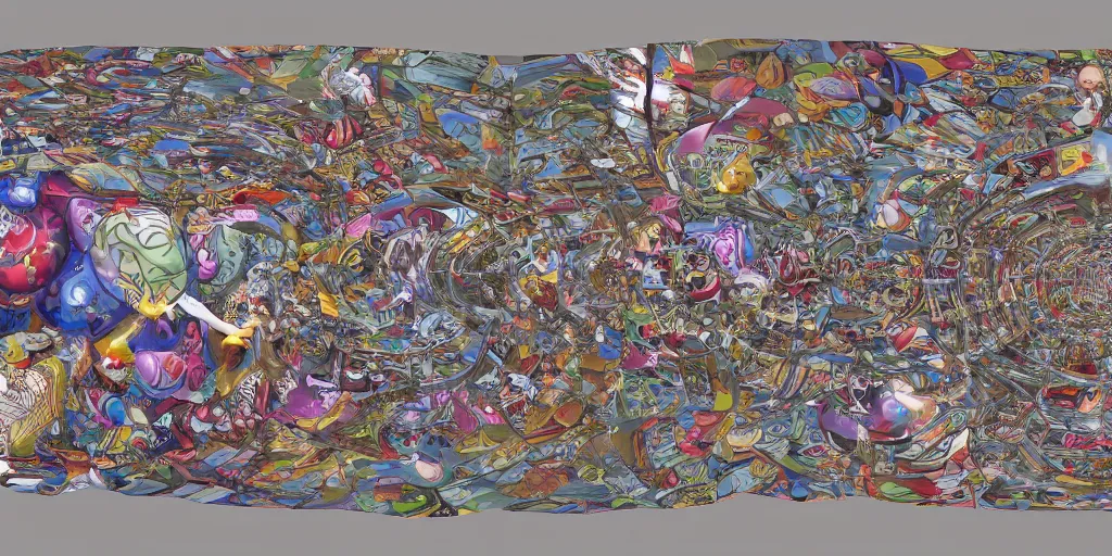 Image similar to colorful pattern of escher style 3 6 0 panorama with hieronymus bosch style bubble