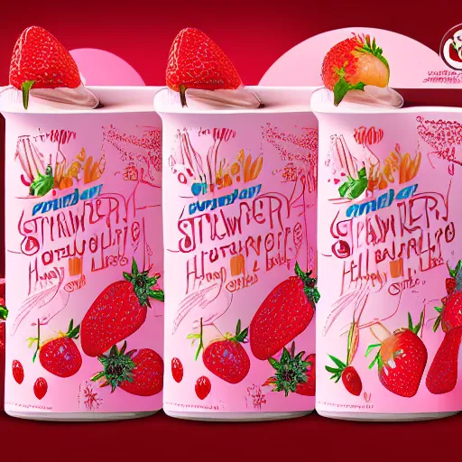 Prompt: a hyperdetailed strawberry milk poster, 4 k hd wallpaper illustration, packaging cover design,