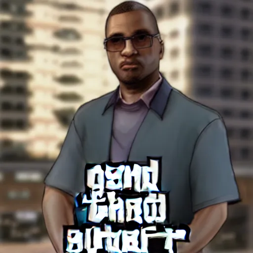 Prompt: grand theft Auto profile picture of a black male data scientist