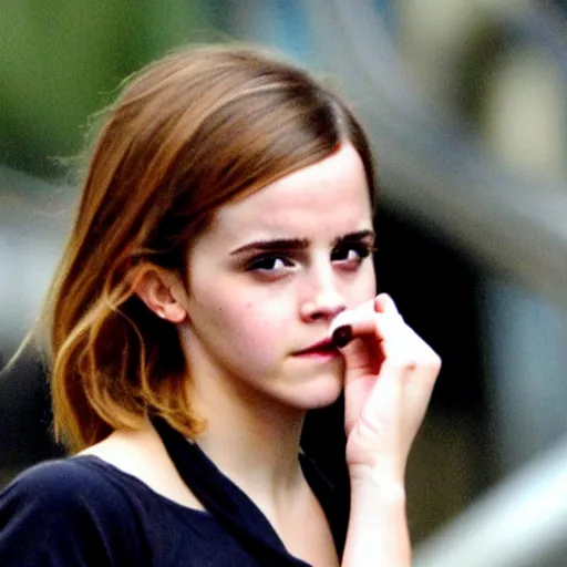 Prompt: emma watson smoking weed