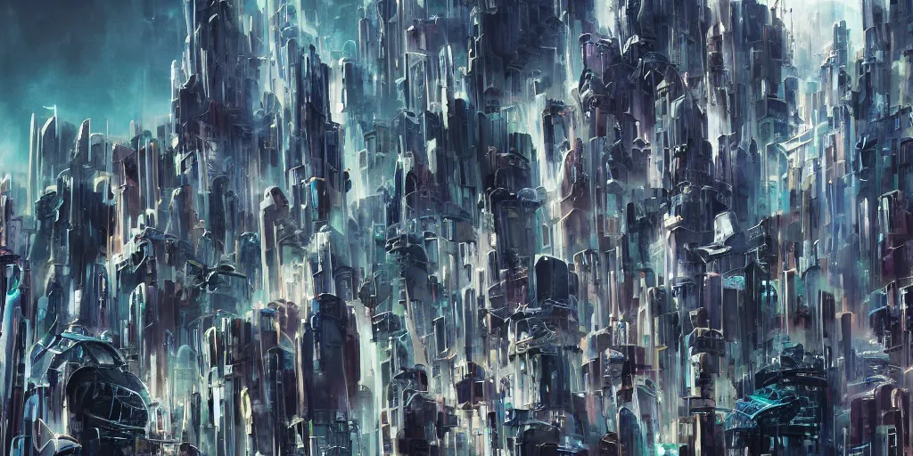 Image similar to abstract futuristic city scenes like no other.