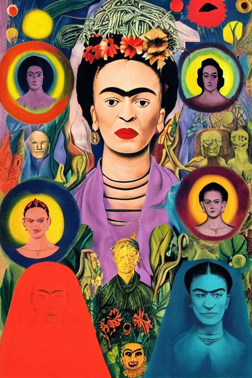 Image similar to multiverse portal by Frida kahlo and Andy Warhol and Leonardo da Vinci