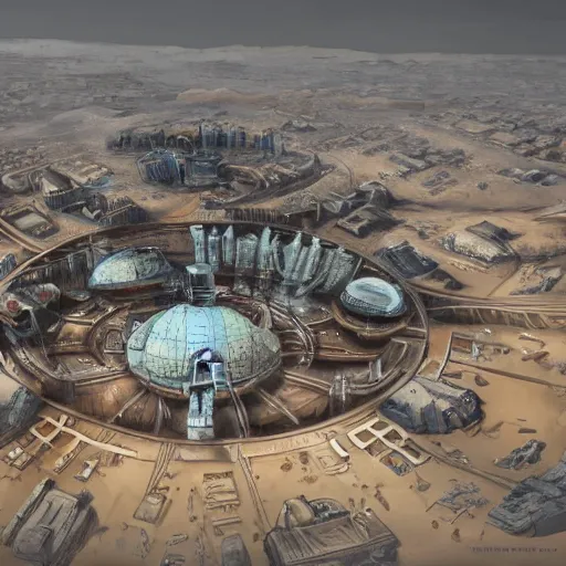 Prompt: concept art mars domed city all connecting highly detailed