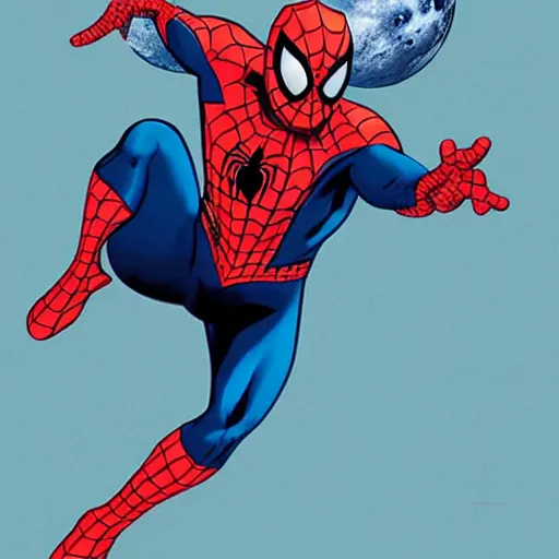 Image similar to spider-man on the moon