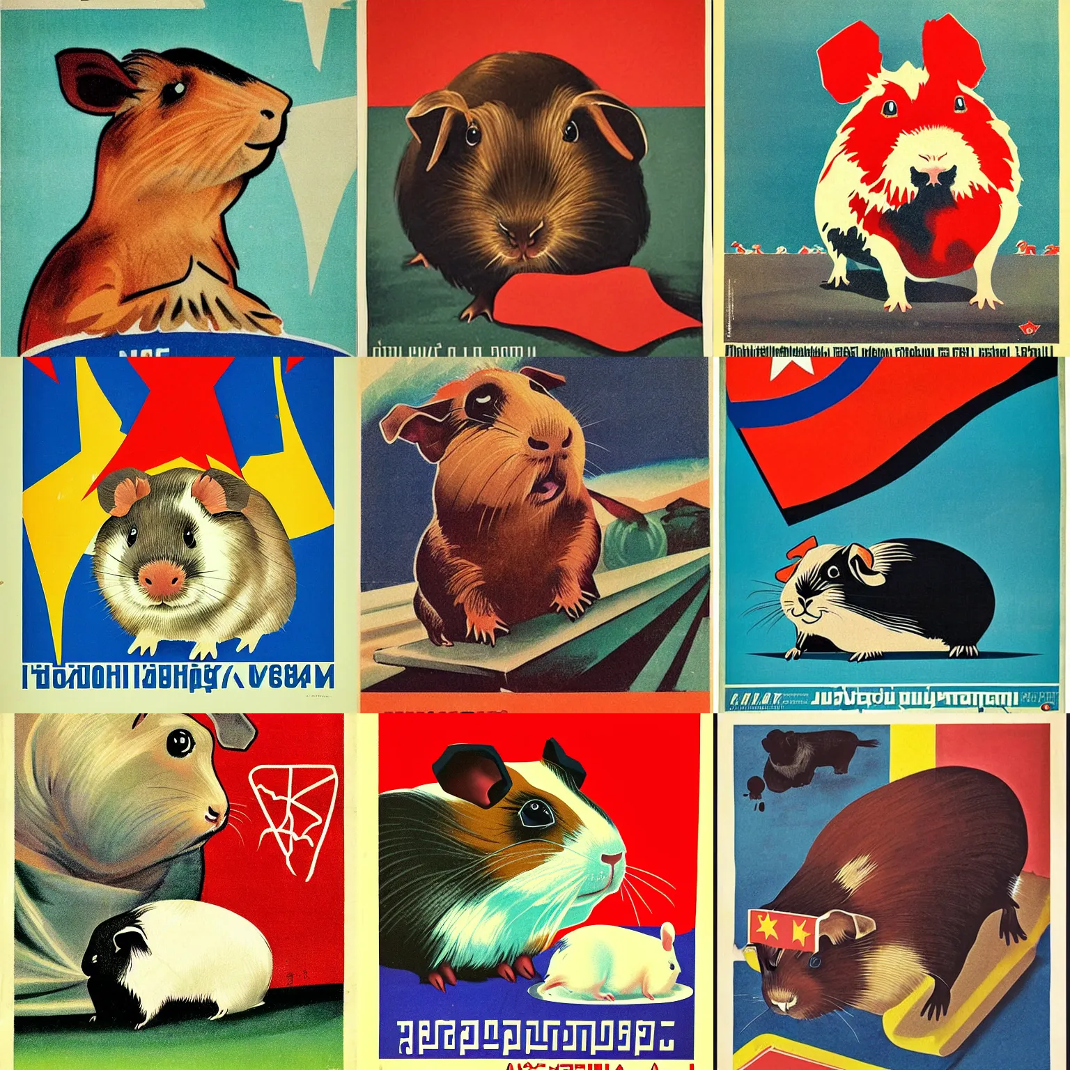 Prompt: soviet propaganda poster of a guinea pig