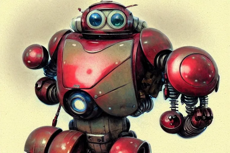 Prompt: adventurer ( ( ( ( ( 1 9 5 0 s retro future robot tachikoma. muted colors. ) ) ) ) ) by jean baptiste monge!!!!!!!!!!!!!!!!!!!!!!!!! chrome red