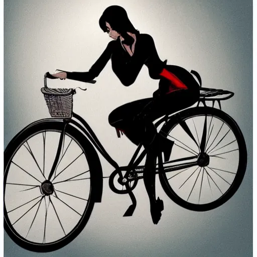 Image similar to girl black hair tail dark skin with old bicycle by Hayao Miyasaki trending on artstation