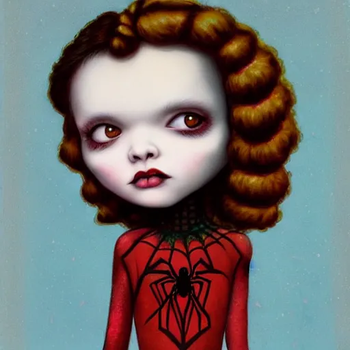 Prompt: spider headed girl in the style of Mark Ryden