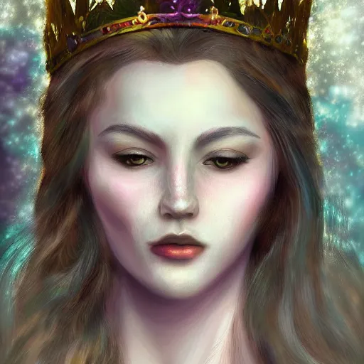 Prompt: queen of the fairies, digital painting, realistic