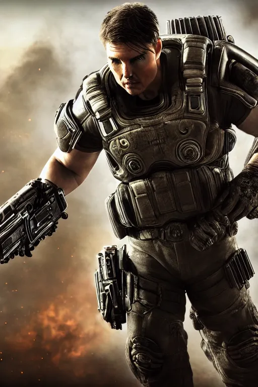 Prompt: Tom Cruise as a Gears of War character, photorealism, half body, HDR ambient background, unreal engine 5, hyperrealistic, highly detailed, XF IQ4, 150MP, 50mm, F1.4, ISO 200, 1/160s, cinematic lights, Adobe Lightroom, photolab, Affinity Photo, PhotoDirector 365, realistic