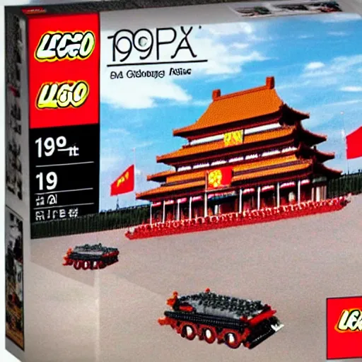 Prompt: tiananmen square 1 9 8 9 lego set