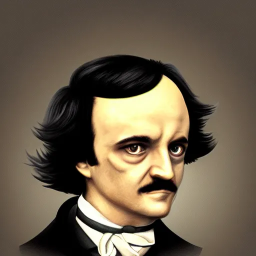 Image similar to portrait of edgar allen poe playing video games, photorealistic, highly detailed