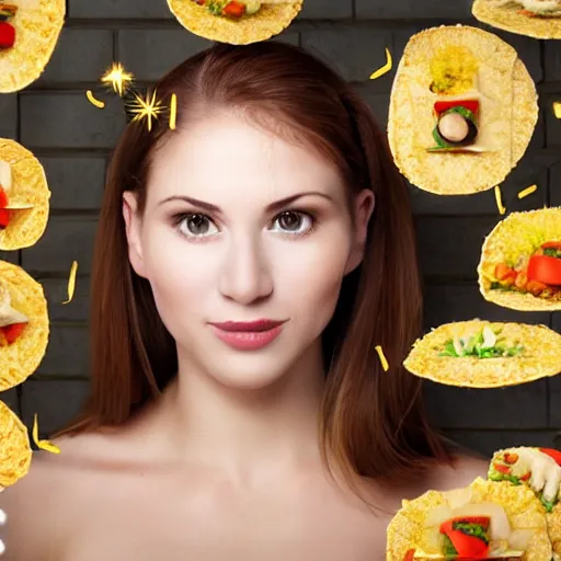 Prompt: beautiful woman hyper real photograph, kodak, woman is a robot, eating robot tacos. The seeds for each individual image are: [43233375, 1551890303, 1875429631, 3198565631, 2177903871, 2659933695, 3148516607, 3598848255, 1990014847] Image