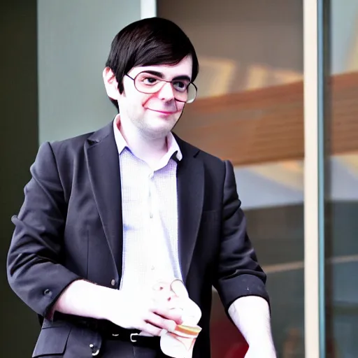 Image similar to cute looking martin shkreli cosplaying a girl with cat ears