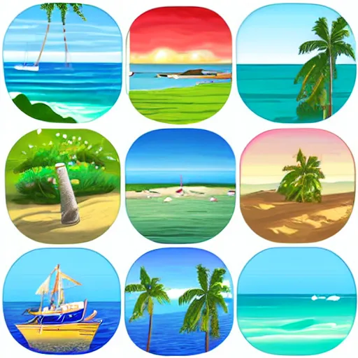 Image similar to coastal summer vacation icon sticker set