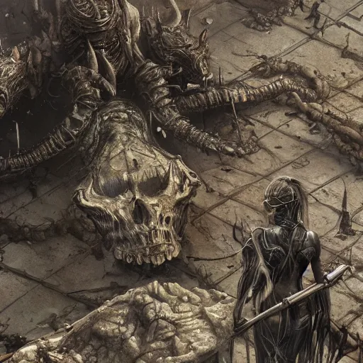 Image similar to very last day on earth, intricate detail, royo, vallejo, frazetta, giger, whealan, hd, unreal engine,