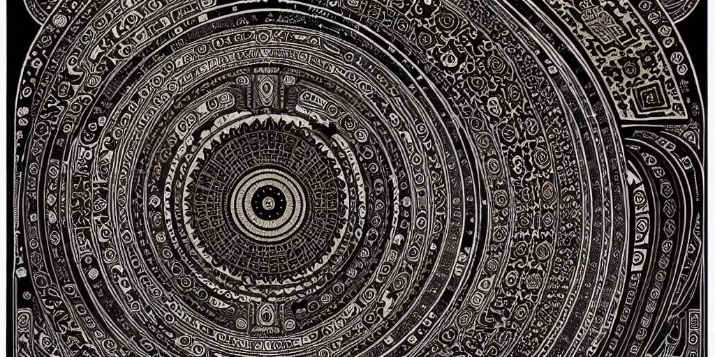 Prompt: ancient ornate carpet, high details, bold line art, by vincent di fate and joe fenton, inking, etching, screen print, masterpiece, trending on artstation, sharp, high contrast, hyper - detailed,, hd, 4 k, 8 k