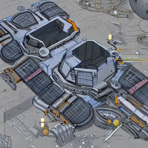 Image similar to top down view, floor layout of a space station for a sci-fi tabletop roleplaying game