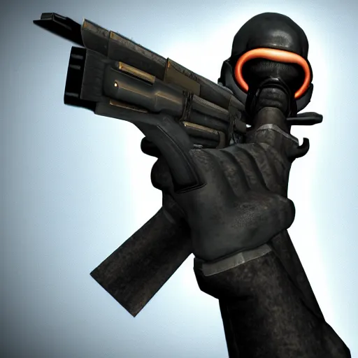 Image similar to Metrocop from Half-Life 1, armed with a USP pistol