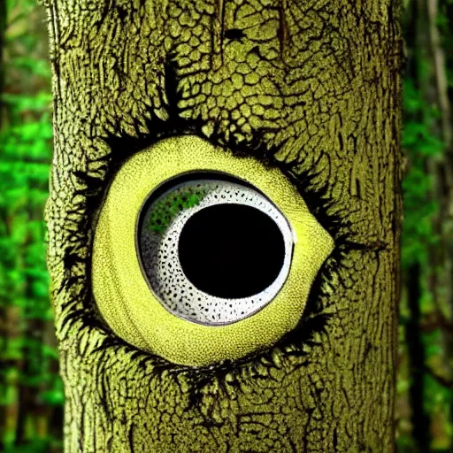 Prompt: photo of trypophobia tree eyes