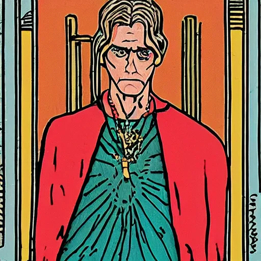 Image similar to Jim Carrey in Thoth tarot deck, style of Lady Frieda Harris, 4K
