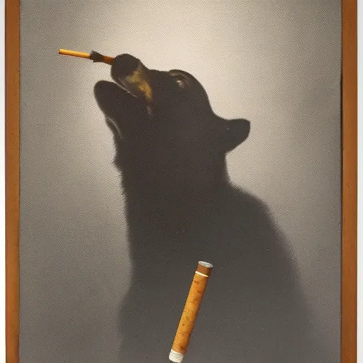 Image similar to a photograph of an animal smoking a cigarette, portrait, photorealistic, 1 9 7 0 s, dark background