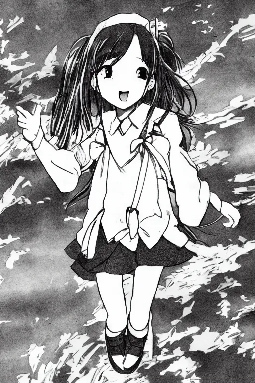 Image similar to high detail portrait of japanese manga high school girl, jump, sunday