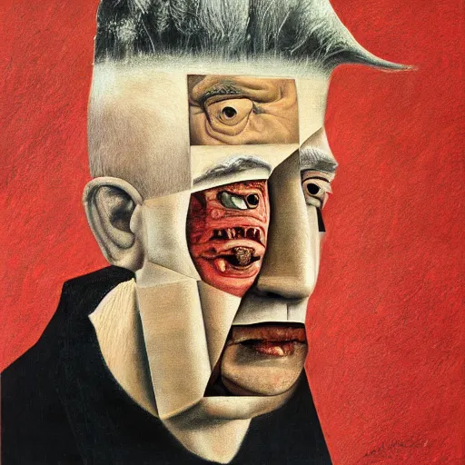 Image similar to painting of david lynch by arcimboldo