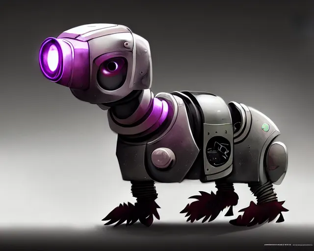 Image similar to futuristic dungeons and dragons ferret robot, robot animal ferret futuristic concept, cyberpunk robot ferret by mickael lelievre and remi cuxac