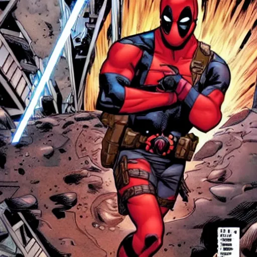 Image similar to deadpool in a dc comic book