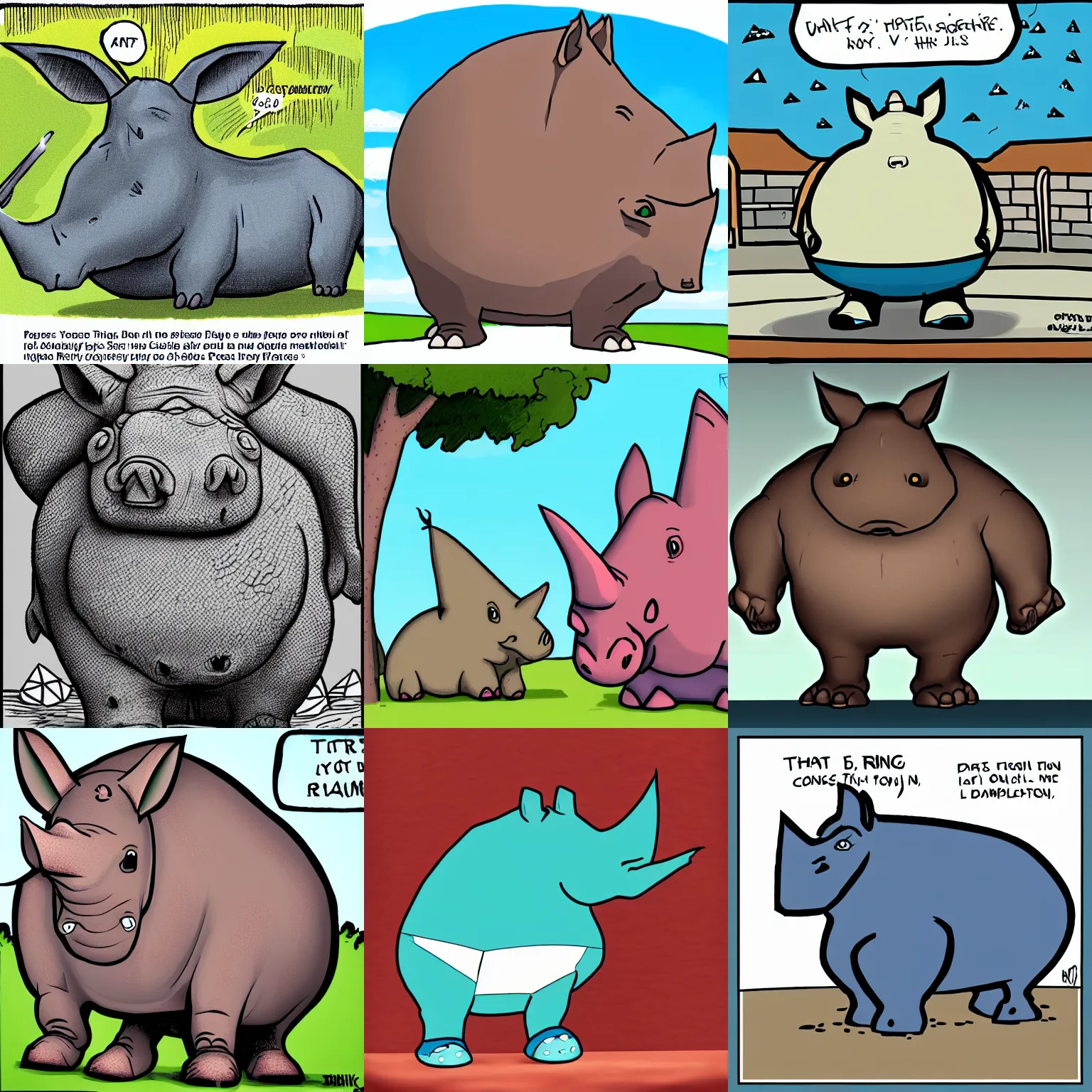 Prompt: fat rhino cartoon